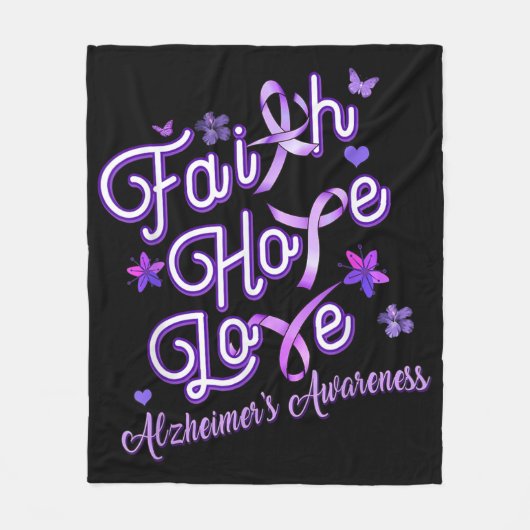 Alzheimer's Awareness Paarse Ribbon Products Faith Fleece Deken (Voorkant)