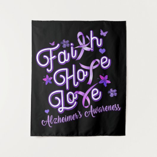 Alzheimer's Awareness Paarse Ribbon Products Faith Wandkleed (Voorkant)