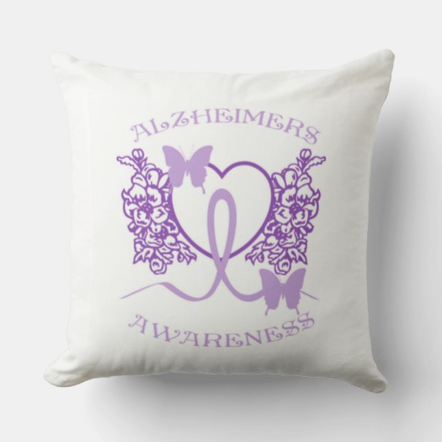 Alzheimers Awareness Paarse Vlinders Kussen (Voorkant)