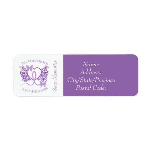 Alzheimers Awareness Paarse Vlinders Labels (Voorkant)