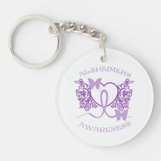 Alzheimers Awareness Paarse Vlinders Sleutelhanger (Voorkant)