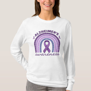 Alzheimer's Awareness Rainbow Paarse Ribbon T-shirt