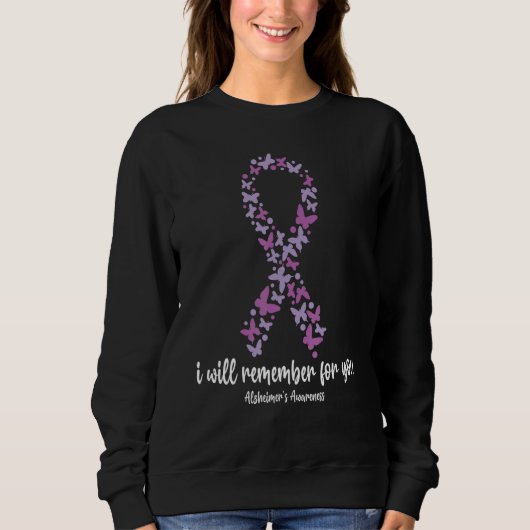 Alzheimer's Awareness Ribbon Brain We Draag Paarse Trui (Voorkant)