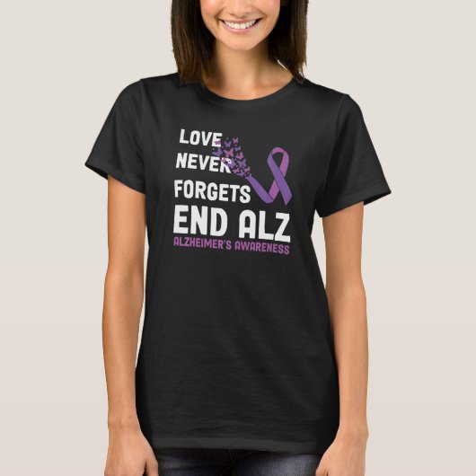 Alzheimer's Awareness Ribbon Purple Butterflies T-shirt (Voorkant)
