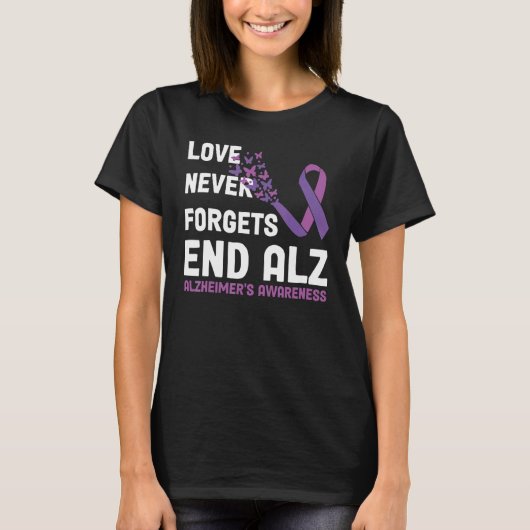 Alzheimer's Awareness Ribbon Purple Butterflies T-shirt (Voorkant)
