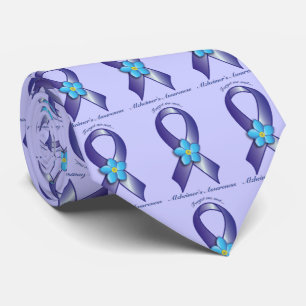 Alzheimer's Awareness Ribbon with Vergeet me Not Stropdas