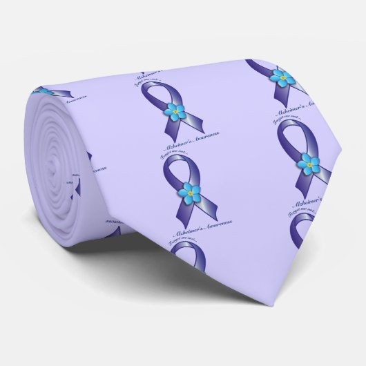 Alzheimer's Awareness Ribbon with Vergeet me Not Stropdas (Opgerold)