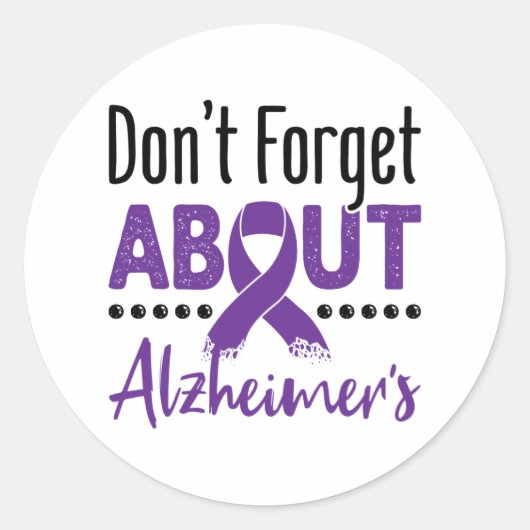Alzheimer's Awareness Vergeet Alzheimer niet Ronde Sticker (Voorkant)