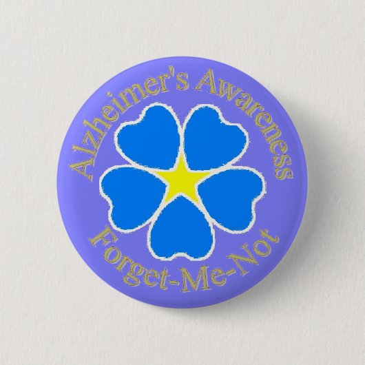 Alzheimer's Awareness Vergeet me niet Ylw Ronde Button 5,7 Cm (Voorkant)