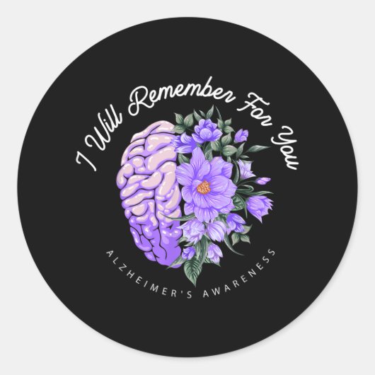 Alzheimer's Bewustheid die ik voor jullie zal onth Ronde Sticker (Voorkant)