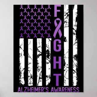Alzheimers Bewustzijn Maand Dag USA Vlag Lint Poster