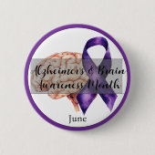 Alzheimer's & Brain Awareness Month juni Hersenen Ronde Button 5,7 Cm (Voorkant)