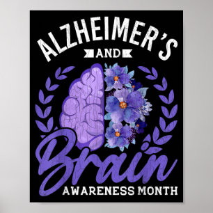 Alzheimers Brain Awareness Month Paarse Lint Poster