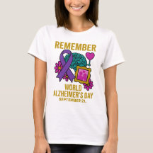 Alzheimer's Dag Herinner Hart Frame Paarse Lint
