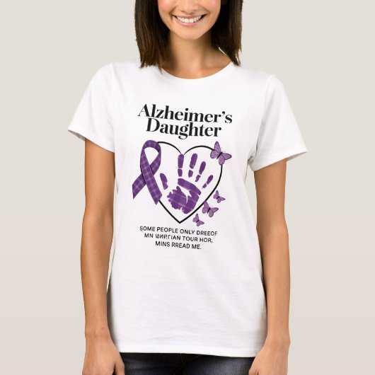 Alzheimer's Daughter Paarse Ribbon Bewustzijn Hart T-shirt (Voorkant)