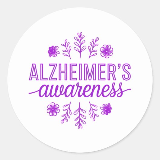 Alzheimer's Disease Awareness Purple Floral Ronde Sticker (Voorkant)