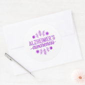 Alzheimer's Disease Awareness Purple Floral Ronde Sticker (Envelop)