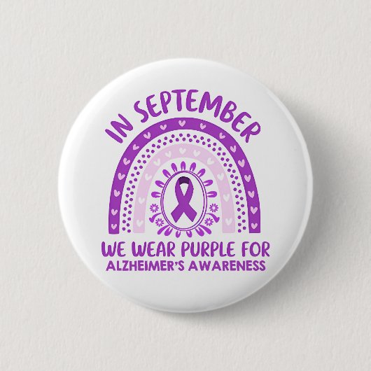 Alzheimer's Disease Awareness Purple Ribbon Ronde Button 5,7 Cm (Voorkant)