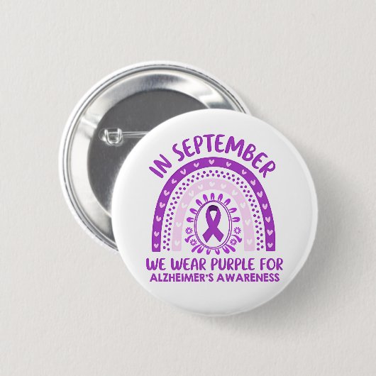 Alzheimer's Disease Awareness Purple Ribbon Ronde Button 5,7 Cm (Voorkant /achterkant)