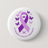 Alzheimer's Disease Awareness Purple Ribbon Ronde Button 5,7 Cm (Voorkant)