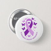Alzheimer's Disease Awareness Purple Ribbon Ronde Button 5,7 Cm (Voorkant /achterkant)