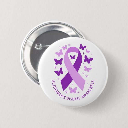 Alzheimer's Disease Awareness Purple Ribbon Ronde Button 5,7 Cm (Voorkant /achterkant)