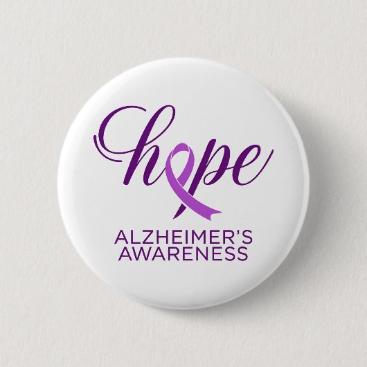 Alzheimer's Disease Awareness Purple Ribbon Ronde Button 5,7 Cm (Voorkant)