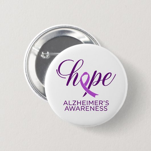 Alzheimer's Disease Awareness Purple Ribbon Ronde Button 5,7 Cm (Voorkant /achterkant)