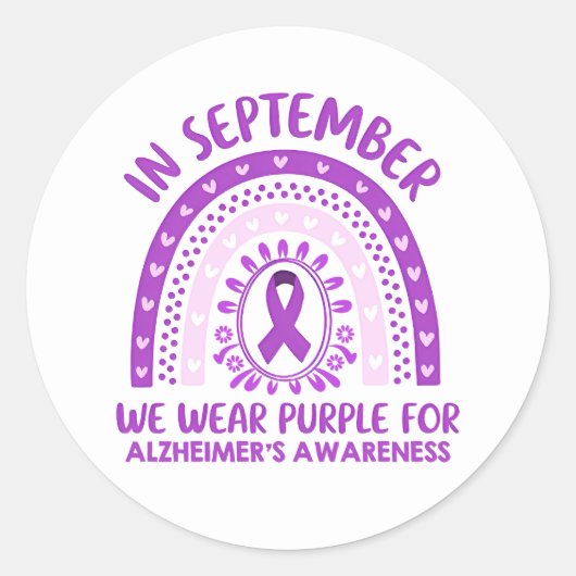 Alzheimer's Disease Awareness Purple Ribbon Ronde Sticker (Voorkant)