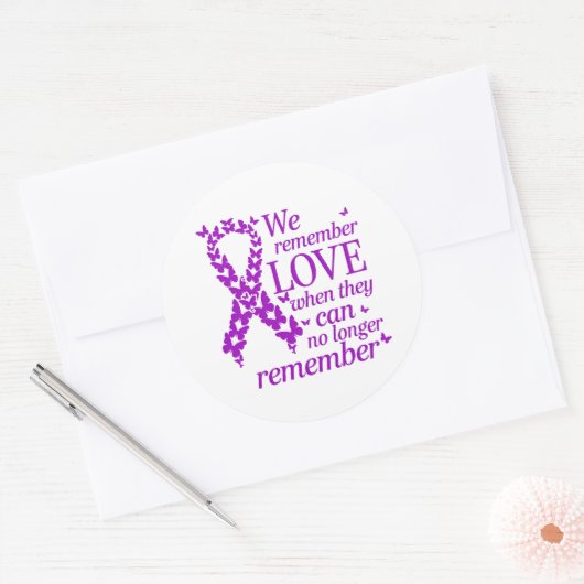 Alzheimer's Disease Awareness Purple Ribbon Ronde Sticker (Envelop)