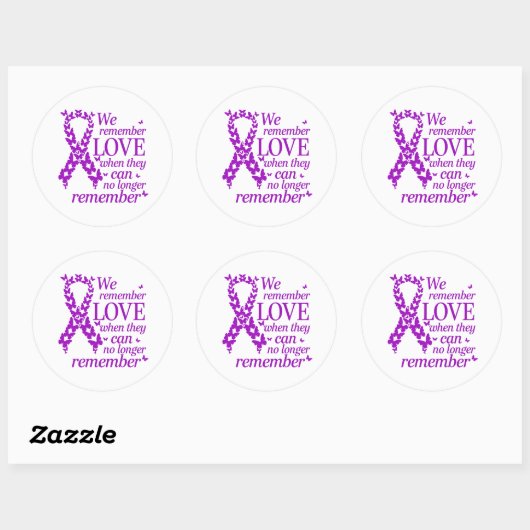 Alzheimer's Disease Awareness Purple Ribbon Ronde Sticker (Vel)