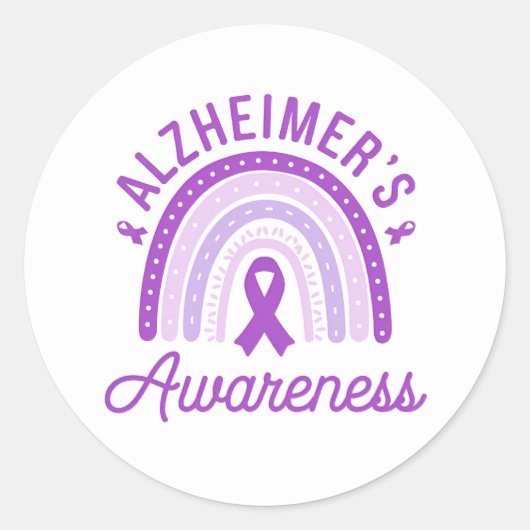Alzheimer's Disease Awareness Purple Ribbon Ronde Sticker (Voorkant)