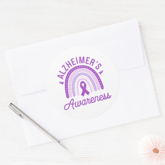 Alzheimer's Disease Awareness Purple Ribbon Ronde Sticker (Envelop)
