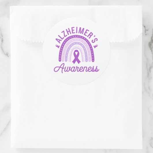Alzheimer's Disease Awareness Purple Ribbon Ronde Sticker (Tas)