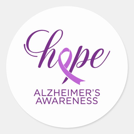 Alzheimer's Disease Awareness Purple Ribbon Ronde Sticker (Voorkant)