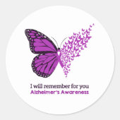 Alzheimer's Disease Awareness Purple Ribbon Ronde Sticker (Voorkant)