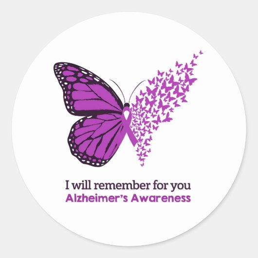 Alzheimer's Disease Awareness Purple Ribbon Ronde Sticker (Voorkant)