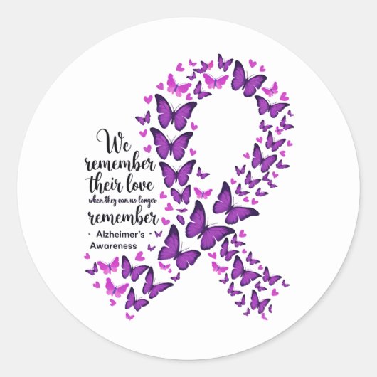 Alzheimer's Disease Awareness Purple Ribbon Ronde Sticker (Voorkant)