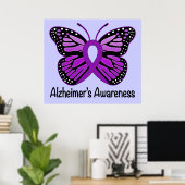 Alzheimer's Disease Awareness Ribbon and Butterfly Poster (Thuiskantoor)