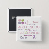 Alzheimer's Disease Awareness Vierkante Button 5,1 Cm (Voorkant /achterkant)