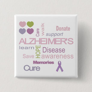 Alzheimer's Disease Awareness Vierkante Button 5,1 Cm
