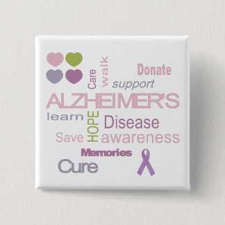 Alzheimer's Disease Awareness Vierkante Button 5,1 Cm