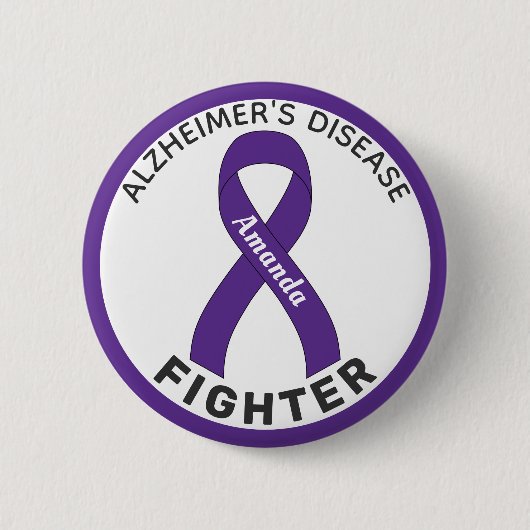 Alzheimer's Disease Fighter Ribbon White Button (Voorkant)