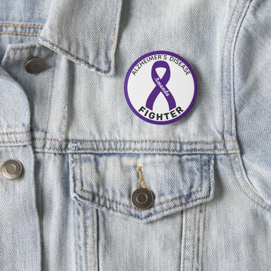 Alzheimer's Disease Fighter Ribbon White Button (In situ)