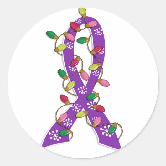 Alzheimer's Disease Kerstlammerribbon Ronde Sticker (Voorkant)