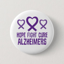 Alzheimer's Hope Fight Cure Ribbon Button