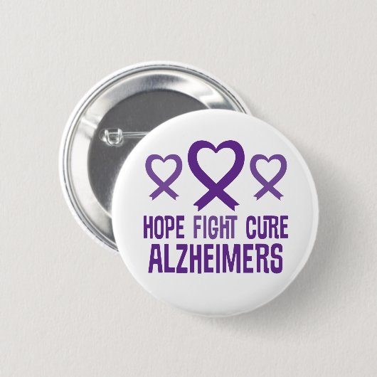 Alzheimer's Hope Fight Cure Ribbon Button (Voorkant /achterkant)