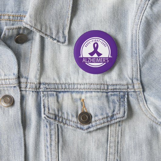 Alzheimer's Hope Fight Cure Ribbon Ronde Button 5,7 Cm (In situ)