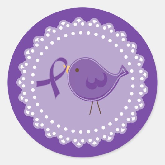 Alzheimer's Ribbon Bird ondersteuning Ronde Sticker (Voorkant)
