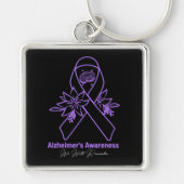 Alzheimer's Ribbon Fight Dementia Awareness Sleutelhanger (Voorkant)